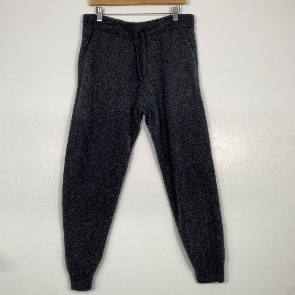 COS Pants Womens Large Gray 100% Cashmere Knit Jogger Drawstring Cuffed Lounge